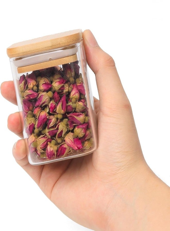 VILON 230ml Glass Jars with Bamboo Lids | Square Airtight Spice & Storage Containers for Kitchen, Pantry & Herbs | Set of 6 - Image 2